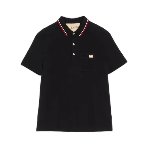 Cotton Piqué Polo Shirt With Vlogo Patch