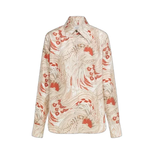 Silk Twill Shirt With Feather Print