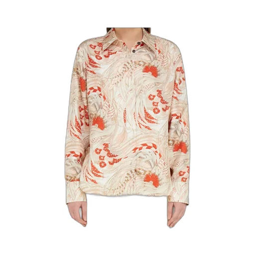 Silk Twill Shirt With Feather Print
