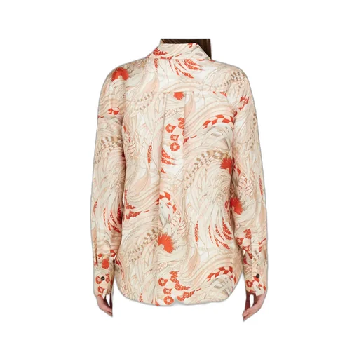 Silk Twill Shirt With Feather Print
