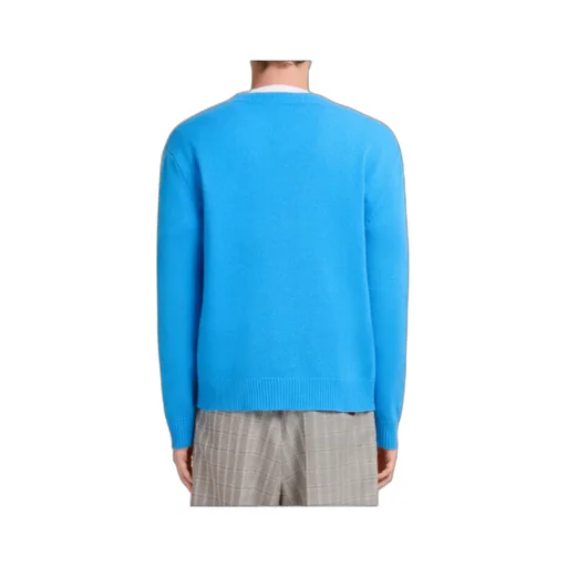 Bright Blue Cashmere Sweater With Marni Patch