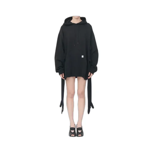 Mm6 Maison Margiela Tie Detailed Hooded Mini Dress
