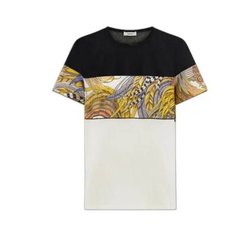 Crewneck T-Shirt With Silk Inserts