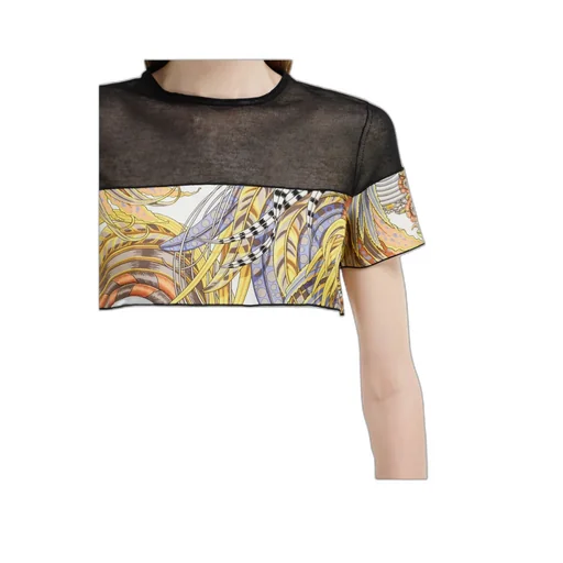 Crewneck T-Shirt With Silk Inserts