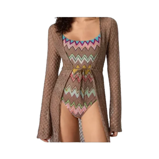 Long Cardigan In Lamé Viscose With Spiderweb Motif