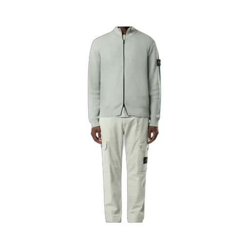 Stone Island Logo Patch Zip-Up Cardigan