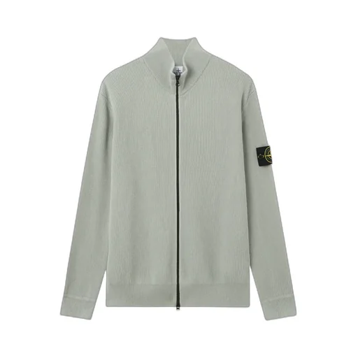 Stone Island Logo Patch Zip-Up Cardigan