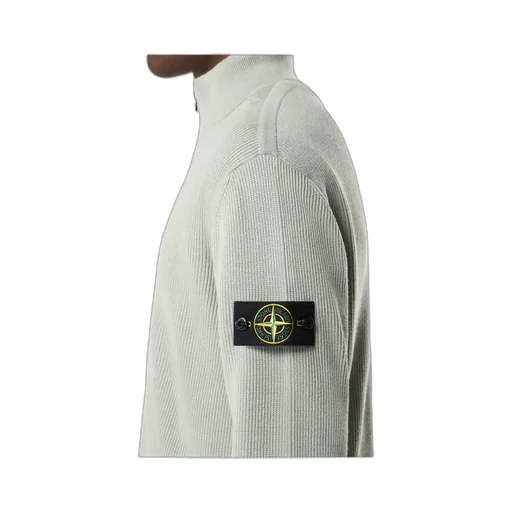 Stone Island Logo Patch Zip-Up Cardigan