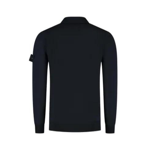 Long-Sleeved Knitted Polo Shirt