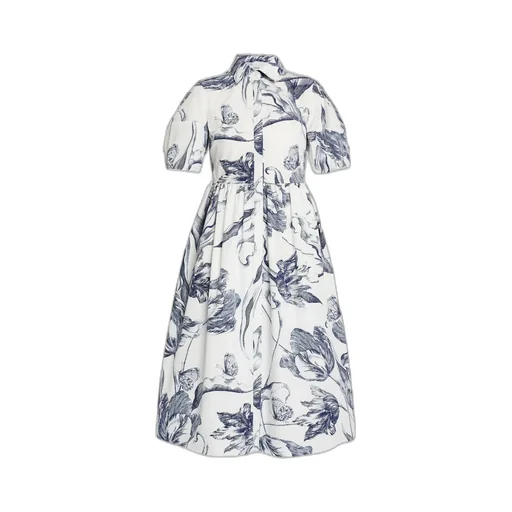 Floral Print Short Sleeve Shirt Dress