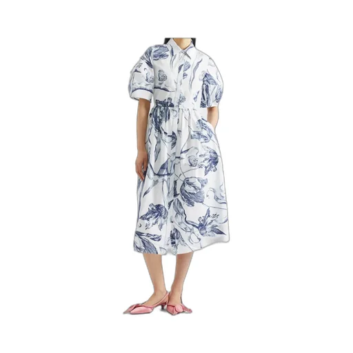 Floral Print Short Sleeve Shirt Dress