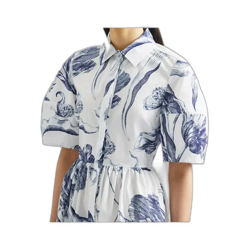 Floral Print Short Sleeve Shirt Dress