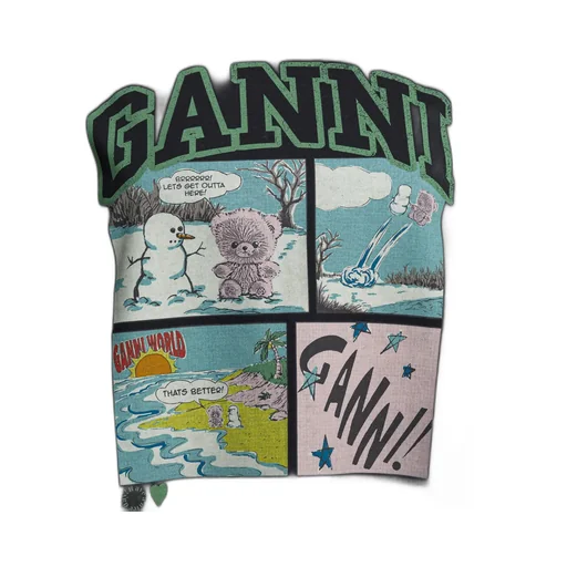 Ganni Bear Comic Teddy Graphic T-Shirt