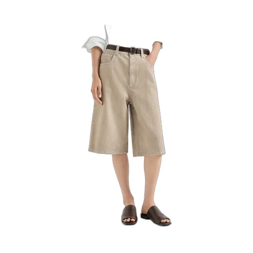 Brunello Cucinelli Lame Denim Bermuda Shorts