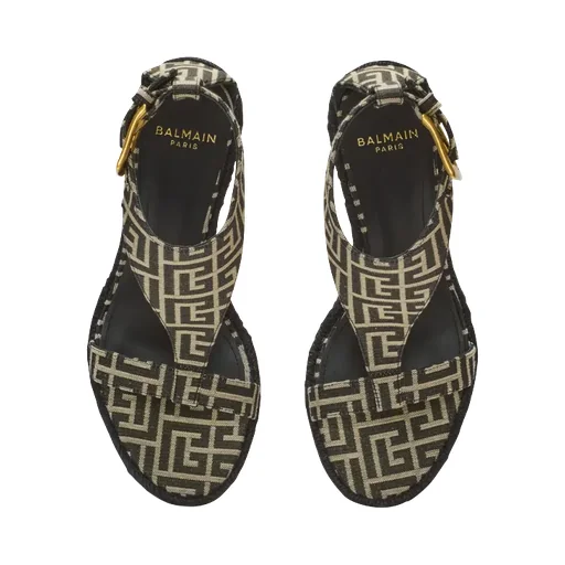 Balmain Anthem Monogram Jacquard Wedge Espadrilles