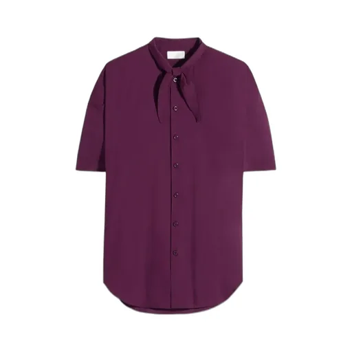 Short Sleeve Shirt With Foulard In Washed Cotton Muslin