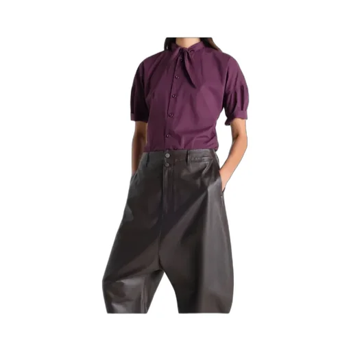 Short Sleeve Shirt With Foulard In Washed Cotton Muslin
