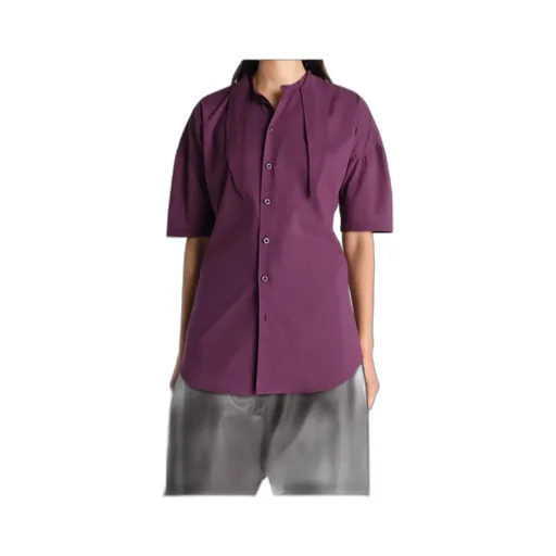 Short Sleeve Shirt With Foulard In Washed Cotton Muslin