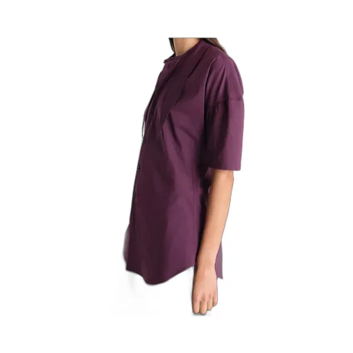 Short Sleeve Shirt With Foulard In Washed Cotton Muslin