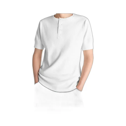 Rib Henley Top In Cotton Linen Rib Jersey