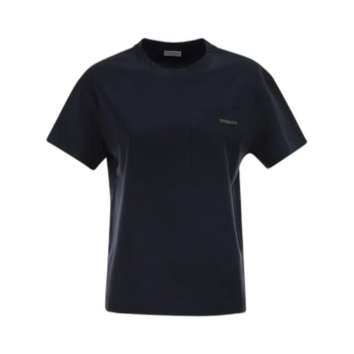 Brunello Cucinelli Shiny Tab Crewneck T-Shirt