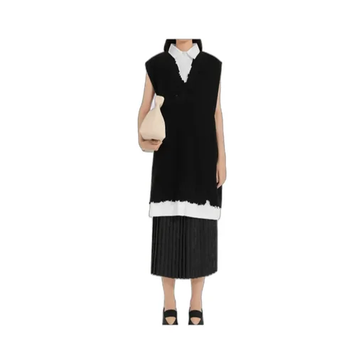 Mm6 Maison Margiela Frayed V-Neck Knitted Dress