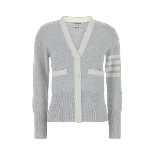 Thom Browne 4-Bar Striped V-Neck Buttoned Cardigan