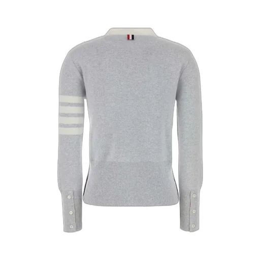 Thom Browne 4-Bar Striped V-Neck Buttoned Cardigan