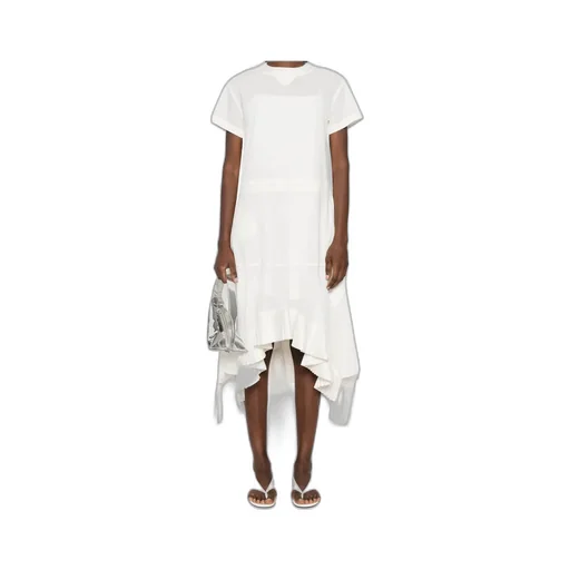 Ruffled Short-Sleeve Asymmetric Dress
