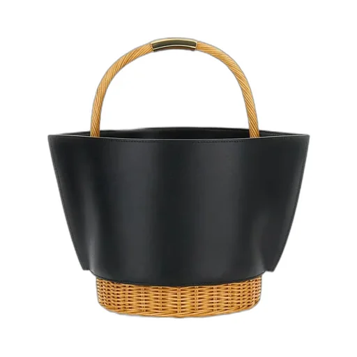 Sacai Logo Printed Woven Handle Bucket Bag