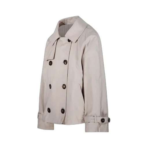 Short Water-Repellent Twill Trench Coat