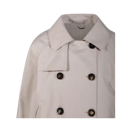 Short Water-Repellent Twill Trench Coat