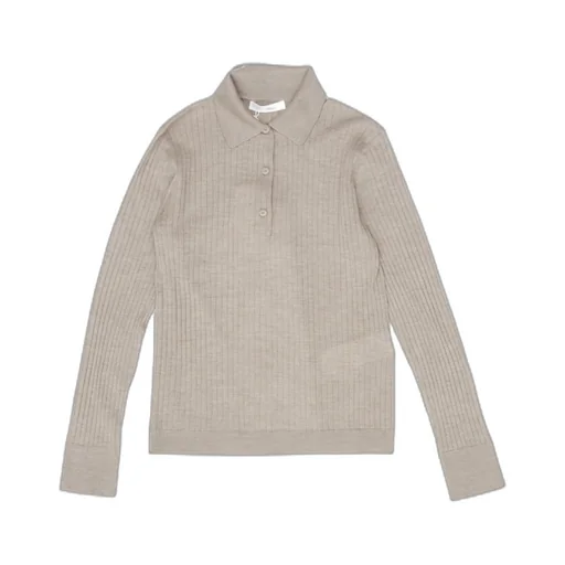 Long-Sleeved Knitted Polo Shirt
