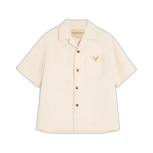 Valentino Denim Bowling Shirt With Vgold