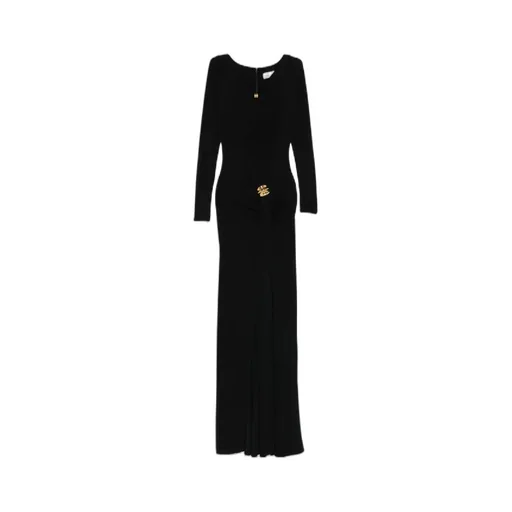 Gold-Tone Brooch Maxi Dress
