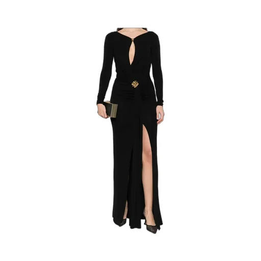 Gold-Tone Brooch Maxi Dress