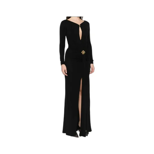 Gold-Tone Brooch Maxi Dress