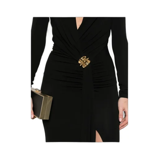 Gold-Tone Brooch Maxi Dress