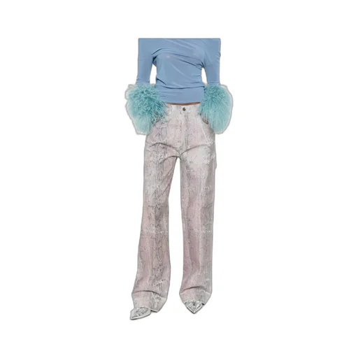 Haikure Winona Snake Print Straight-Leg Jeans