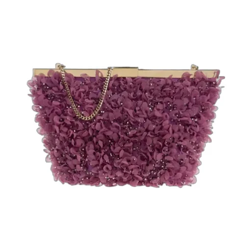 Jimmy Choo Violet Orchid Satin Clutch Bag