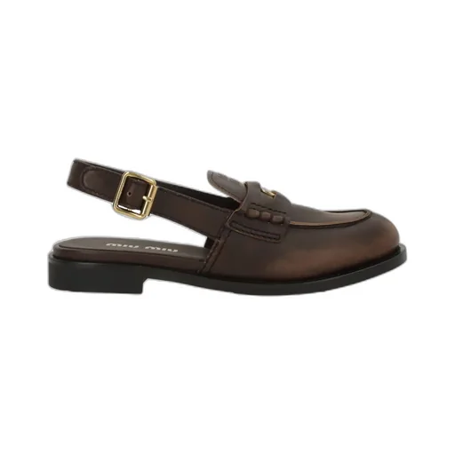 Miu Miu Round-Toe Slingback Loafers