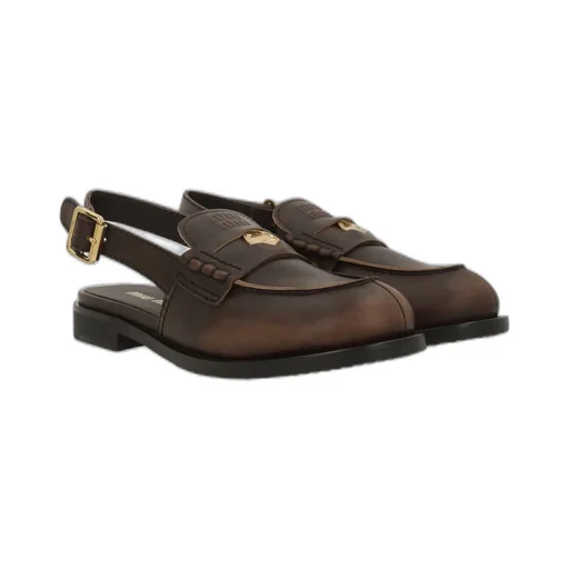 Miu Miu Round-Toe Slingback Loafers