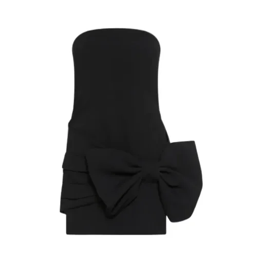 Bow-Detail Envers Satin Bustier Dress