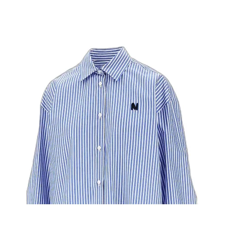 Msgm Long-Sleeved Curved Hem Shirt