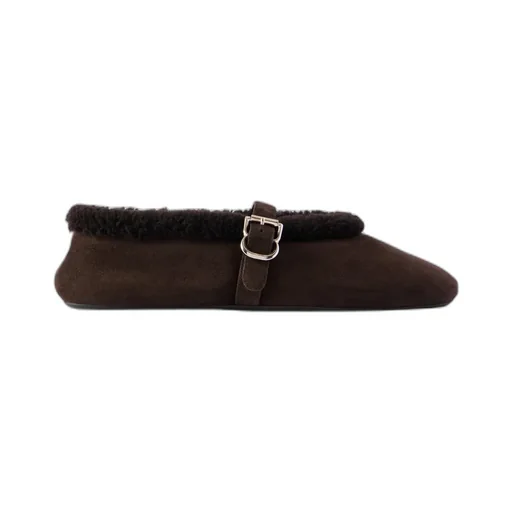 Buckled Wool Ballet Flats