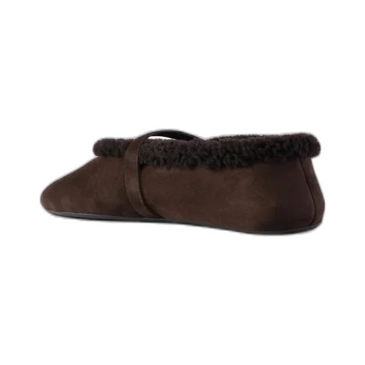 Buckled Wool Ballet Flats