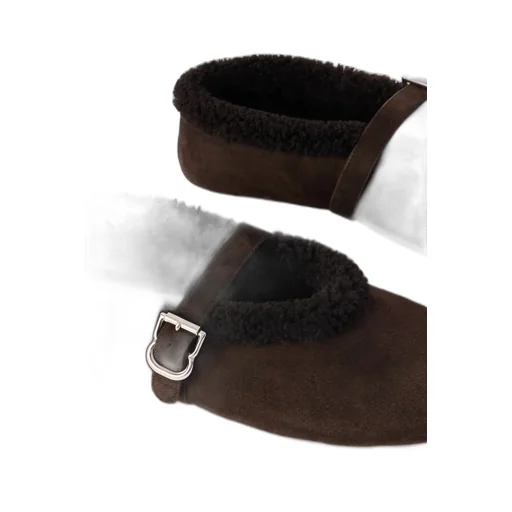 Buckled Wool Ballet Flats