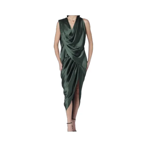 Satin Draped Midi Dress