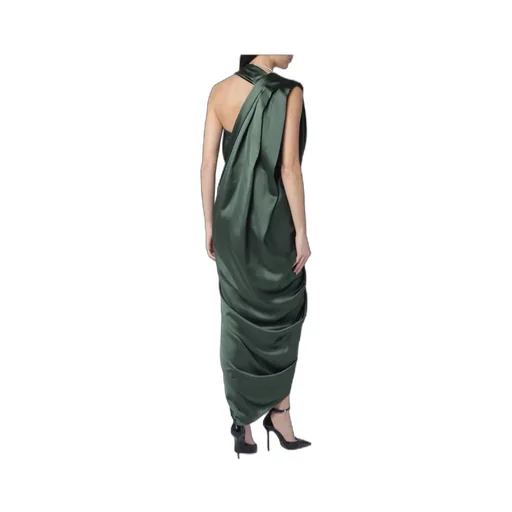 Satin Draped Midi Dress