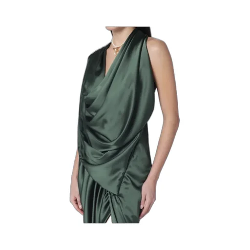 Satin Draped Midi Dress